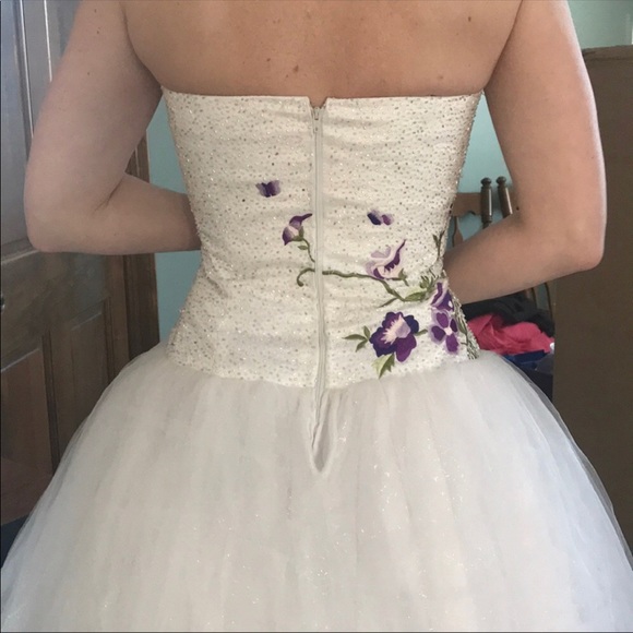 Dress | White and purple tulle formal dress - Picture 4 of 5